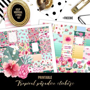 Printable planner stickers, floral printable stickers, Tropical planner stickers, Erin Condren stickers floral stickers kit tropical sticker