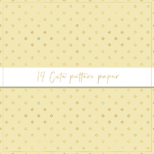 Papier numérique à motif mignon, papier sans couture, coeurs dorés, fond pastel, lune et étoiles dorées, papillons, coeurs métalliques, pois image 4
