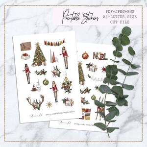 Christmas girl planner stickers, deco stickers, journaling winter stickers, xmas tree, Christmas  gifts, Erin Condren sticker, noel, antlers