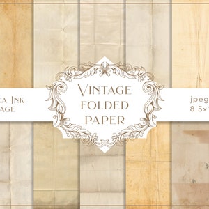 Vintage folded digital paper, shabby chic texture, distressed junk journal pages, stained ephemera, old scrapbook documents, blank old pages