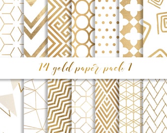 Gold Geometric Digital Paper, Glitter Patterns (Digital Download)