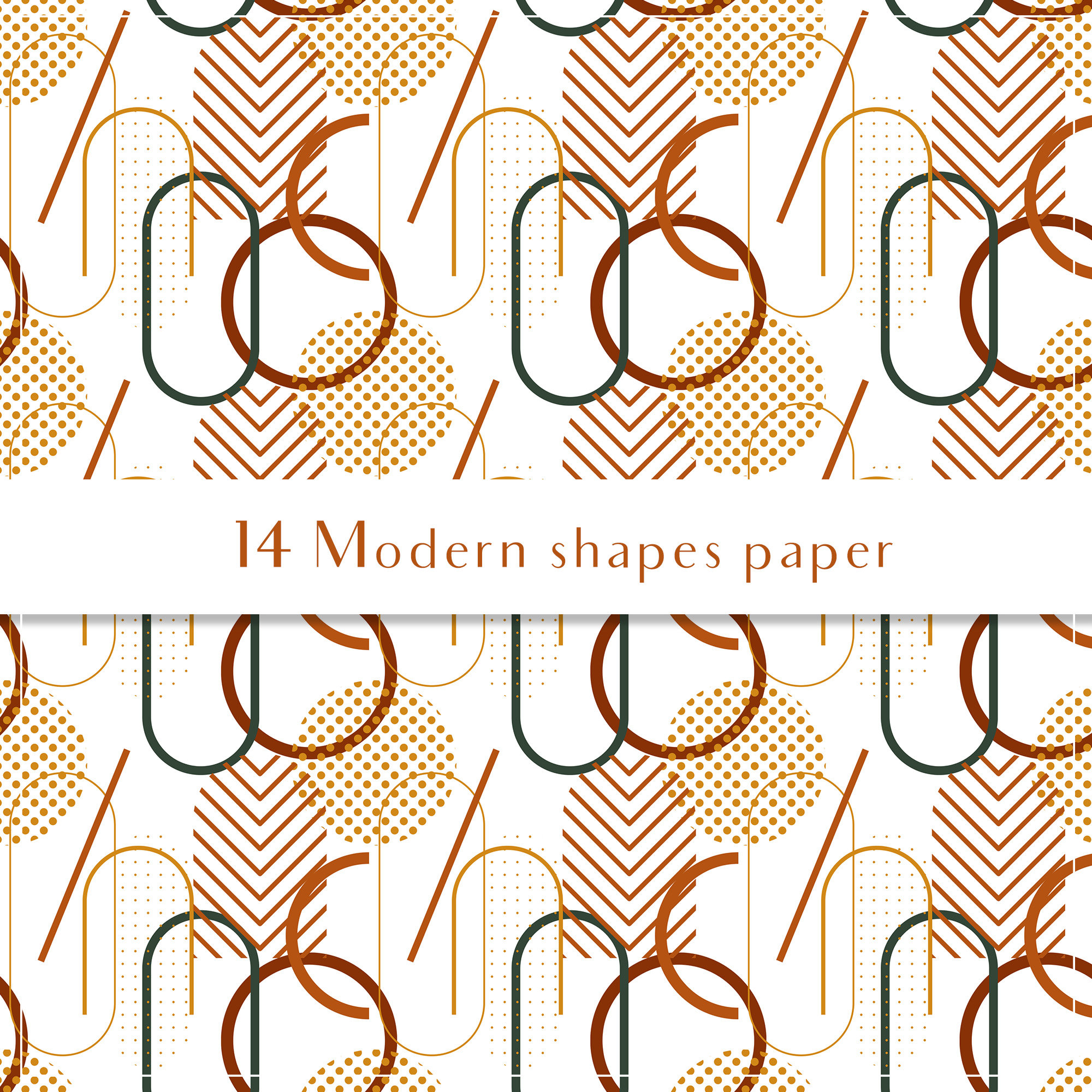 Modern Shapes Digital Paper, Seamless Pattern, Abstract Objects, Boho ...
