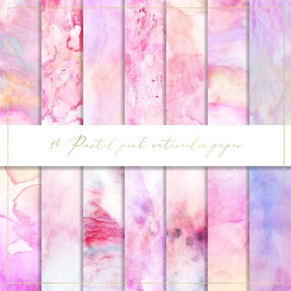 Pastel Pink Digital Paper, Galaxy Background, Pink Watercolor