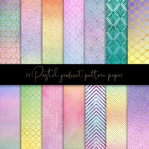 Pastell Farbverlaufsmuster, digitales Papier, pastellfarbener Hintergrund mit Farbverlauf, geometrisches Goldmuster, Pastellaquarell, Art-Deco-Pastellbeschaffenheit, rosa
