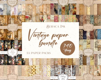 Vintage Papier BUNDLE 1000+, antikes digitales Papier, Vintage Papier, Junk Journal, Scrapbooking Papier, alte Briefe, botanisches Papier