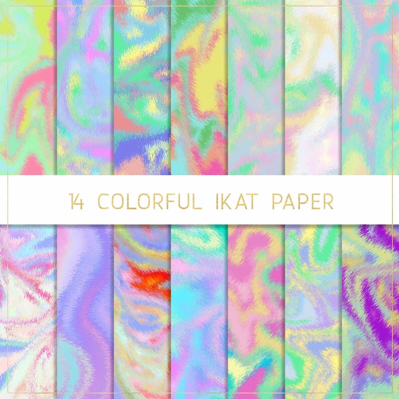 Colorful Ikat Digital Paper, Ikat Paper, Ikat Pattern, Ikat Background ...