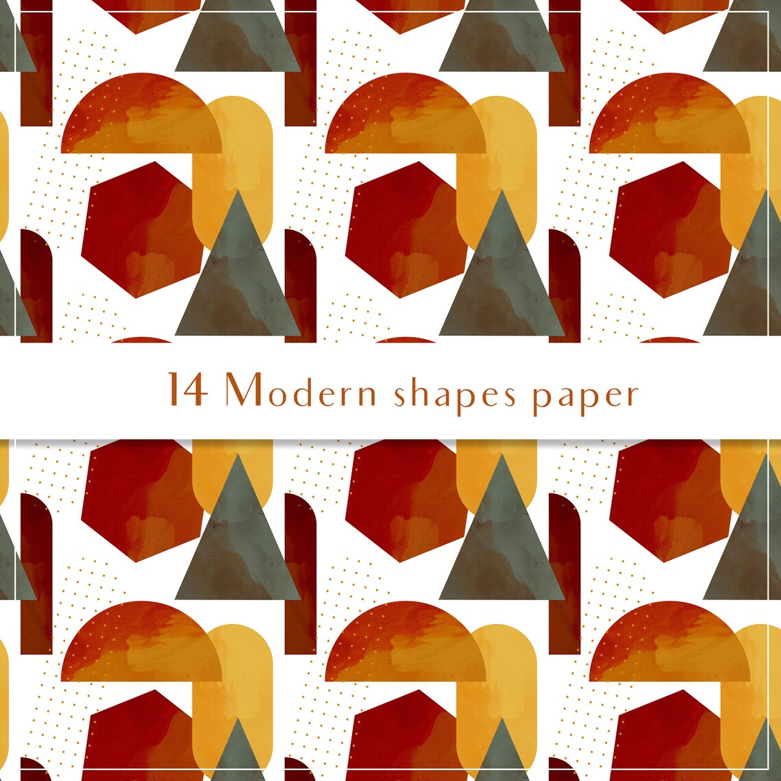 Modern Shapes Digital Paper, Seamless Pattern, Abstract Objects, Boho ...