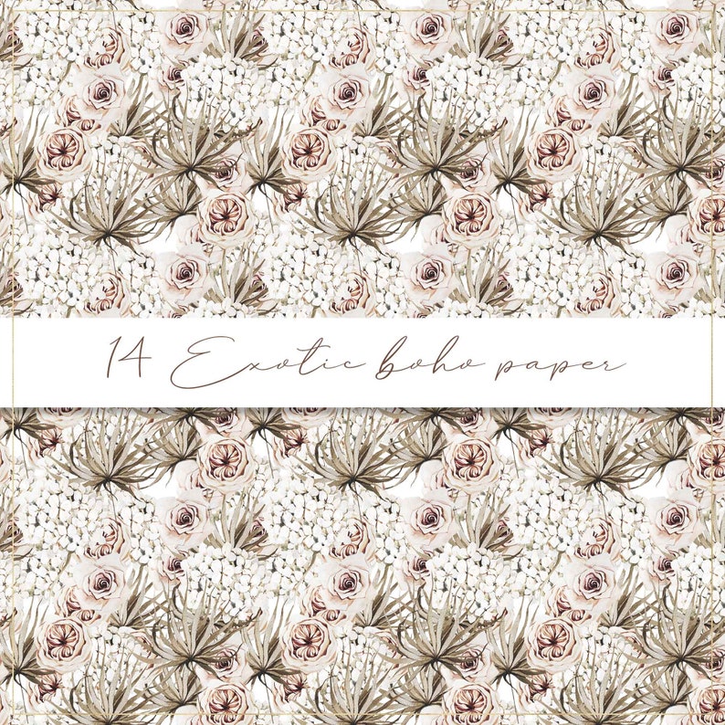 palm leaves seamless pattern white orchids paper Exotic boho digital paper tropical background palm exotic leaves watercolor flower