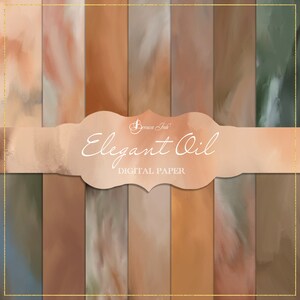 Elegant digitaal oliepapier, olieverfschilderij, bruine achtergrond, verfstrekenpatroon, delicate textuur, plannerpapier, neutraal dagboek, groen