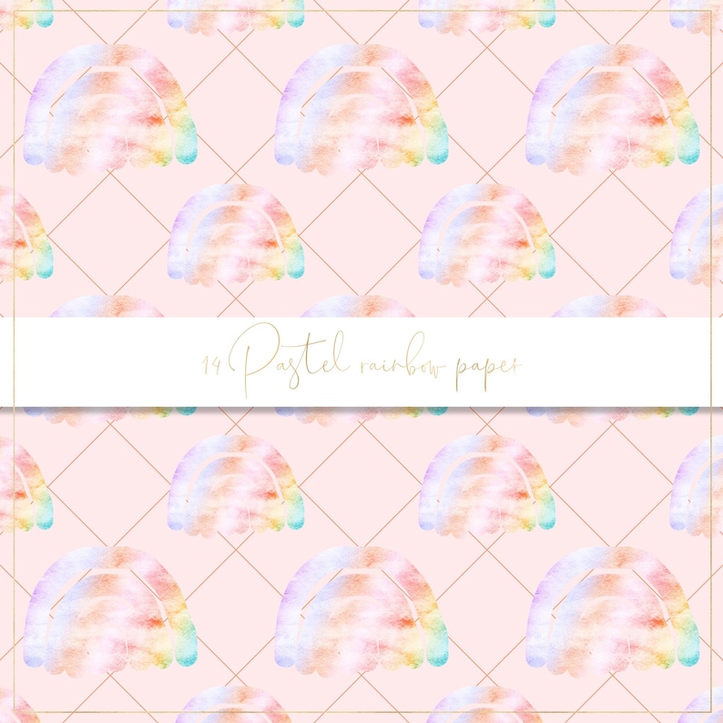 Pastel Rainbow Digital Paper Rainbow Seamless Pattern Pastel | Etsy