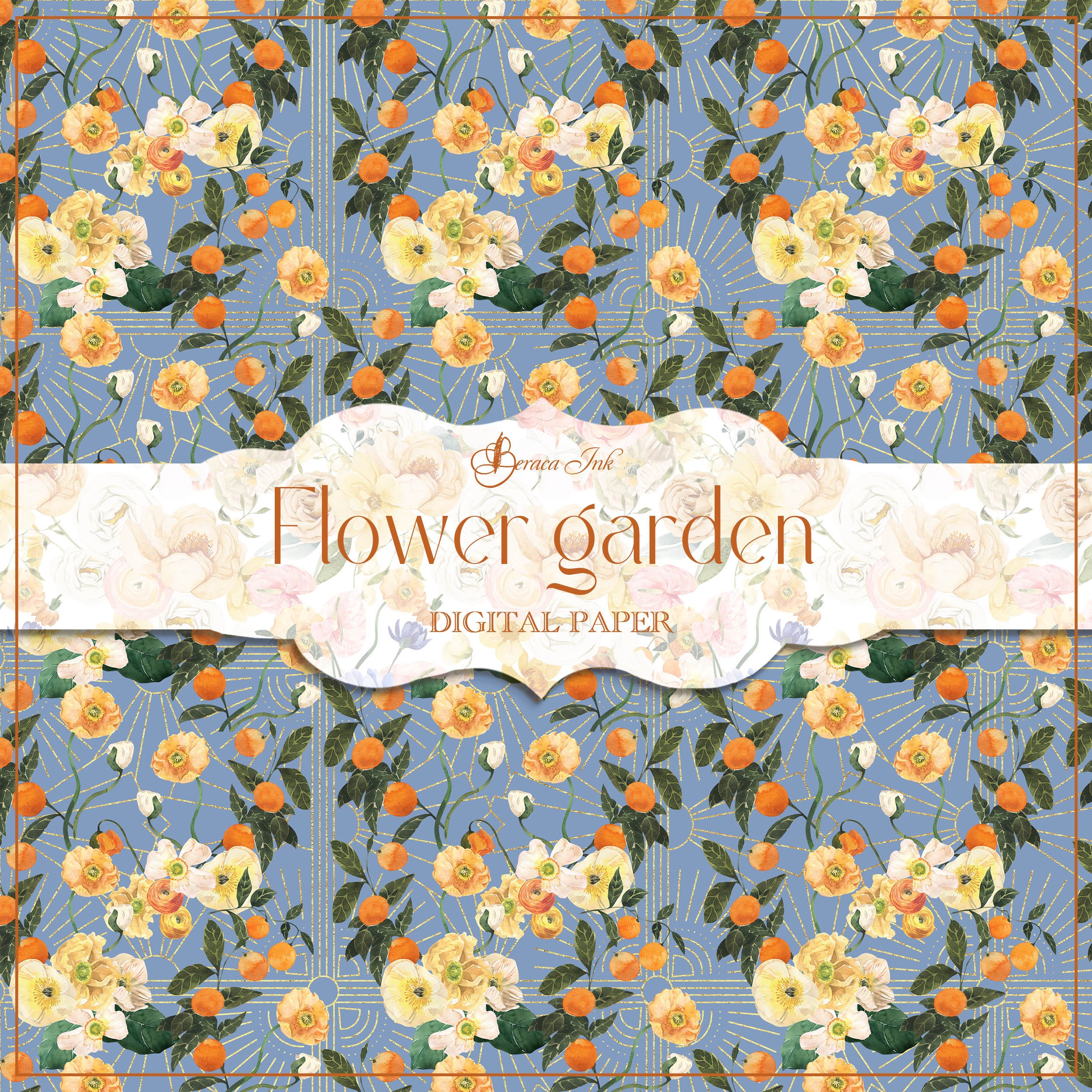 Flower Garden Digital Paper, Seamless Pattern, Bohemian Flowers, Fabric ...