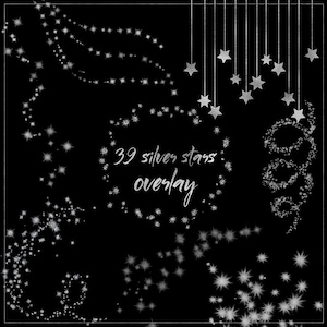 Zilveren sterren clipart, zilveren ster-overlay, zilveren glittersterren, sterrenhemel, zilverfolie sterren, hemelse clipart, zilveren sterrenrand
