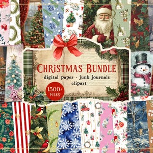 K&ouml;nnte beinhalten: Ein digitales Papier- und Clipart-Paket mit Weihnachtsmotiven. Das Paket enth&auml;lt &uuml;ber 1500 Dateien mit Bildern von Schneem&auml;nnern, Kardin&auml;len, karierten Mustern und vielem mehr.