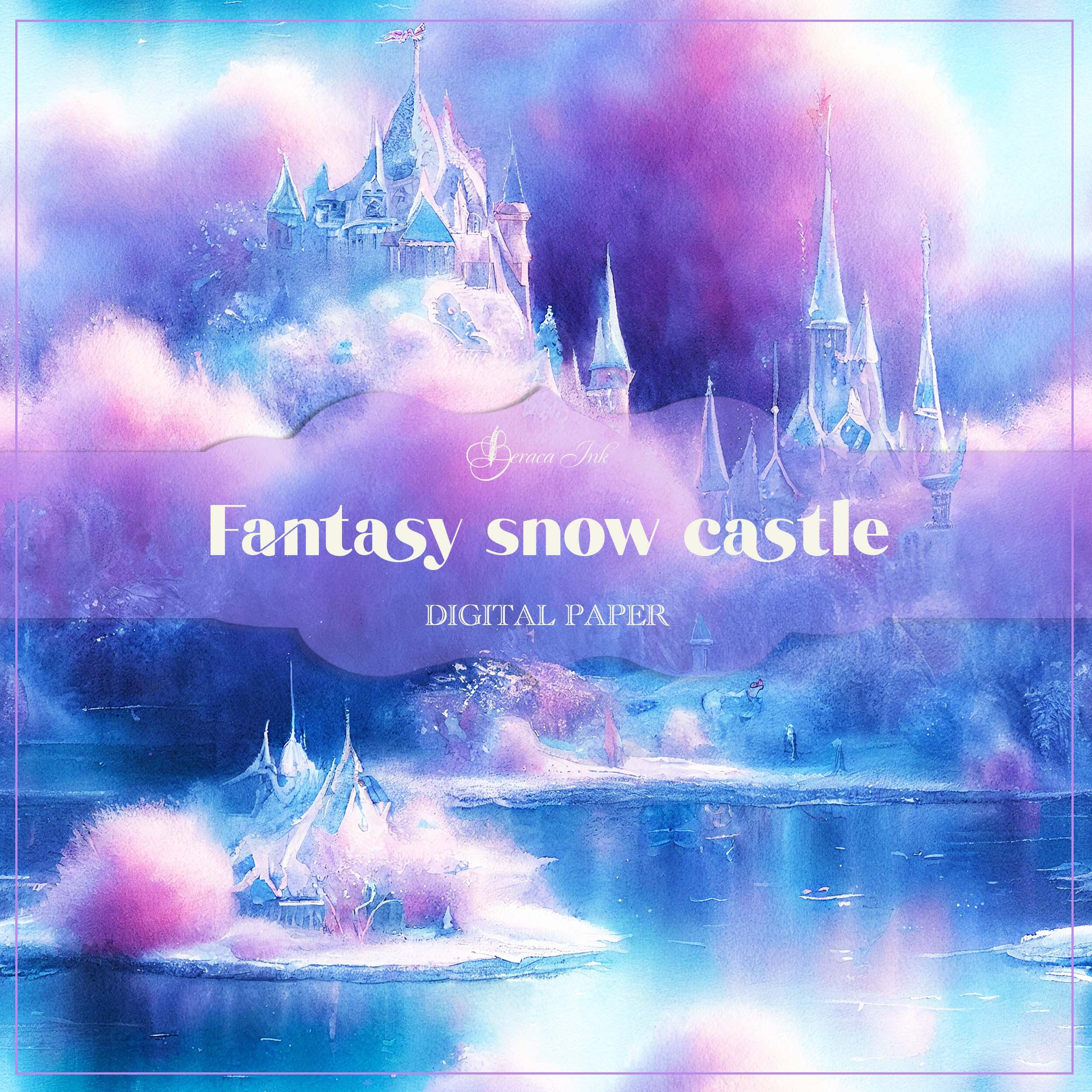 Fantasy Castle Digital Paper, Seamless Pattern, Winter Scrapbook ...