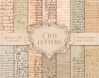 Old letters digital paper, antique documents, ephemera paper, vintage journal, handwritten letter, junk journal pages, stationery paper