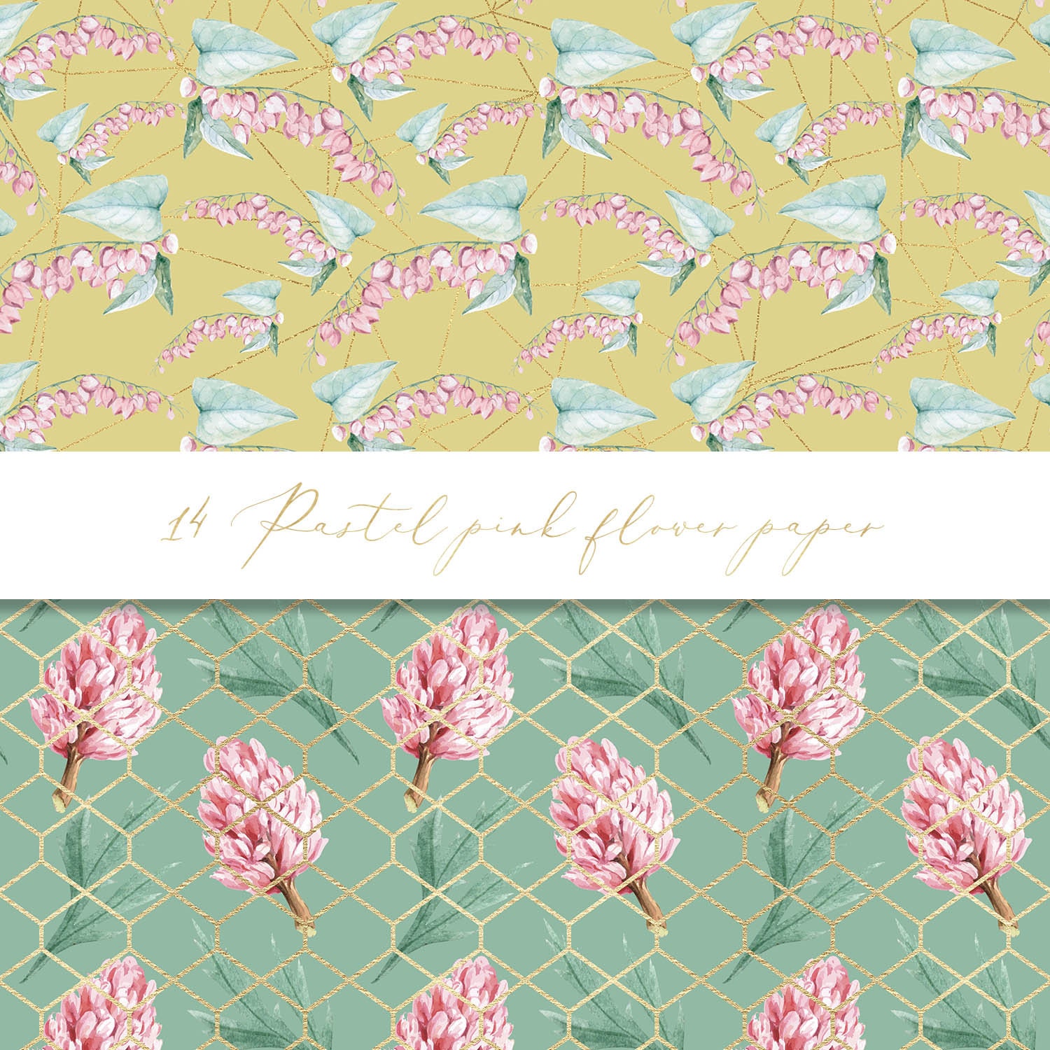 Pastel Pink Flowers Digital Paper, Pastel Textures, Watercolor Flowers ...
