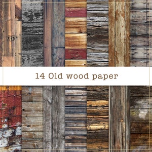 Papel digital de madera vieja, madera vieja envejecida, papel de madera rústica, fondo de madera de colores, álbum de recortes de madera, madera vintage, invitación de boda