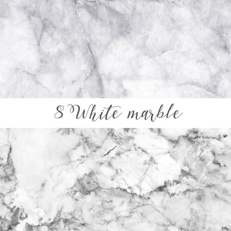 May include: White marble background with the text "8 White marble" in a white banner.