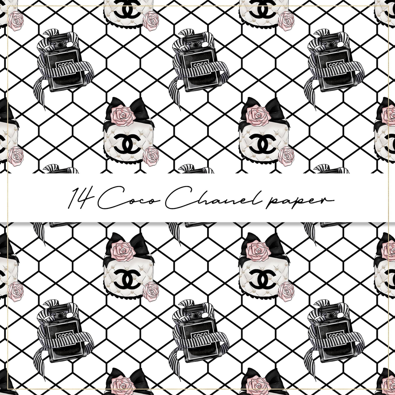 Coco Chanel digital paper fashion seamless pattern chanel Etsy