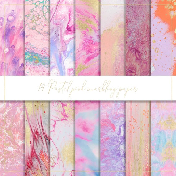Pastel Pink Marbling Digital Paper, Pastel Marble Background, Watercolor  Texture, Gold Marble Veins, Pastel Backdrop, Pink Textures, Acrylic 