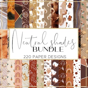 Neutral shades BUNDLE digital paper, brown wallpaper, natural background, terracotta paper, watercolor texture, gold marbling, boho flowers