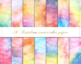 Regenbogen Aquarell digitales Papier, ombre Hintergrund, Regenbogen Farbverlauf Papier, rosa Hintergrund, Aquarell Textur, Scrapbooking, Regenbogen Papier
