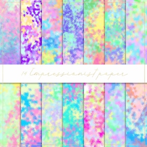 Impressionist digital paper, dots texture backdrop, pastel background, gradient backdrop, pastel watercolor, rainbow pattern, summer paper