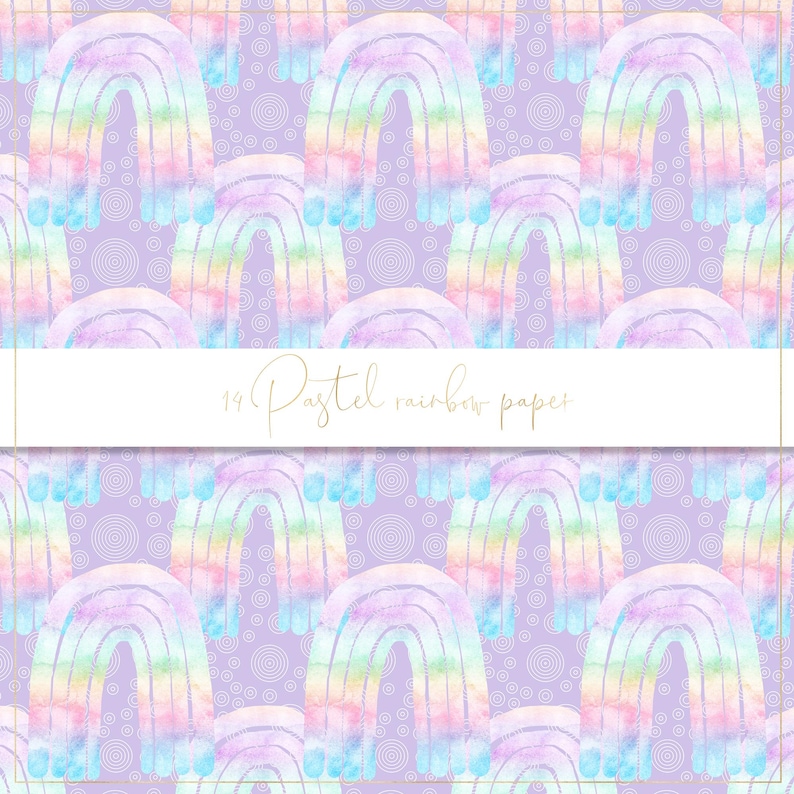Pastel Rainbow Digital Paper Rainbow Seamless Pattern Pastel | Etsy