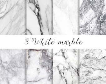 White marble digital paper, White marble paper, Marble paper, marble backgrounds, Stone paper, Black and white marble commercial use