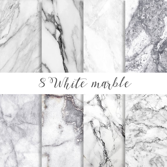 White Marble Digital Paper, Stone Backgrounds (Digital Download)
