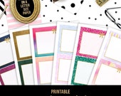Printable notebook, gold notebook, watercolor stationery, glitter notepad, printable notes paper, watercolor notepad, printable planner