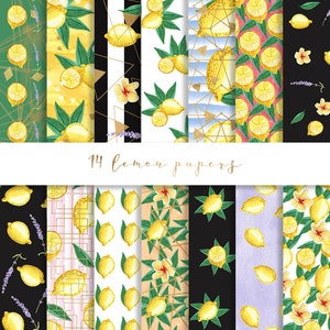 Carta digitale acquerello limone, carta limone, carta agrumi, carta lavanda, carta digitale acquerello, carta tropicale, pacchetto estivo