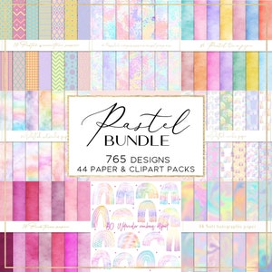 Papier numérique pastel BUNDLE, fleurs pastel, papier pastel, aquarelle pastel, marbrure pastel, papier rose, fond galaxie, papier dégradé
