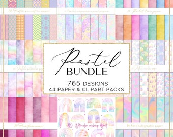 Pastel BUNDLE digital paper, pastel flowers, pastel paper, pastel watercolor, pastel marbling, pink paper, galaxy background, gradient paper
