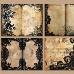 Black Lace Junk Journal, Gothic Victorian Lace Digital Journal, Vintage ...