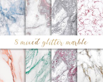 Glitter Marble Digital Paper, Marble Background (Digital Download)