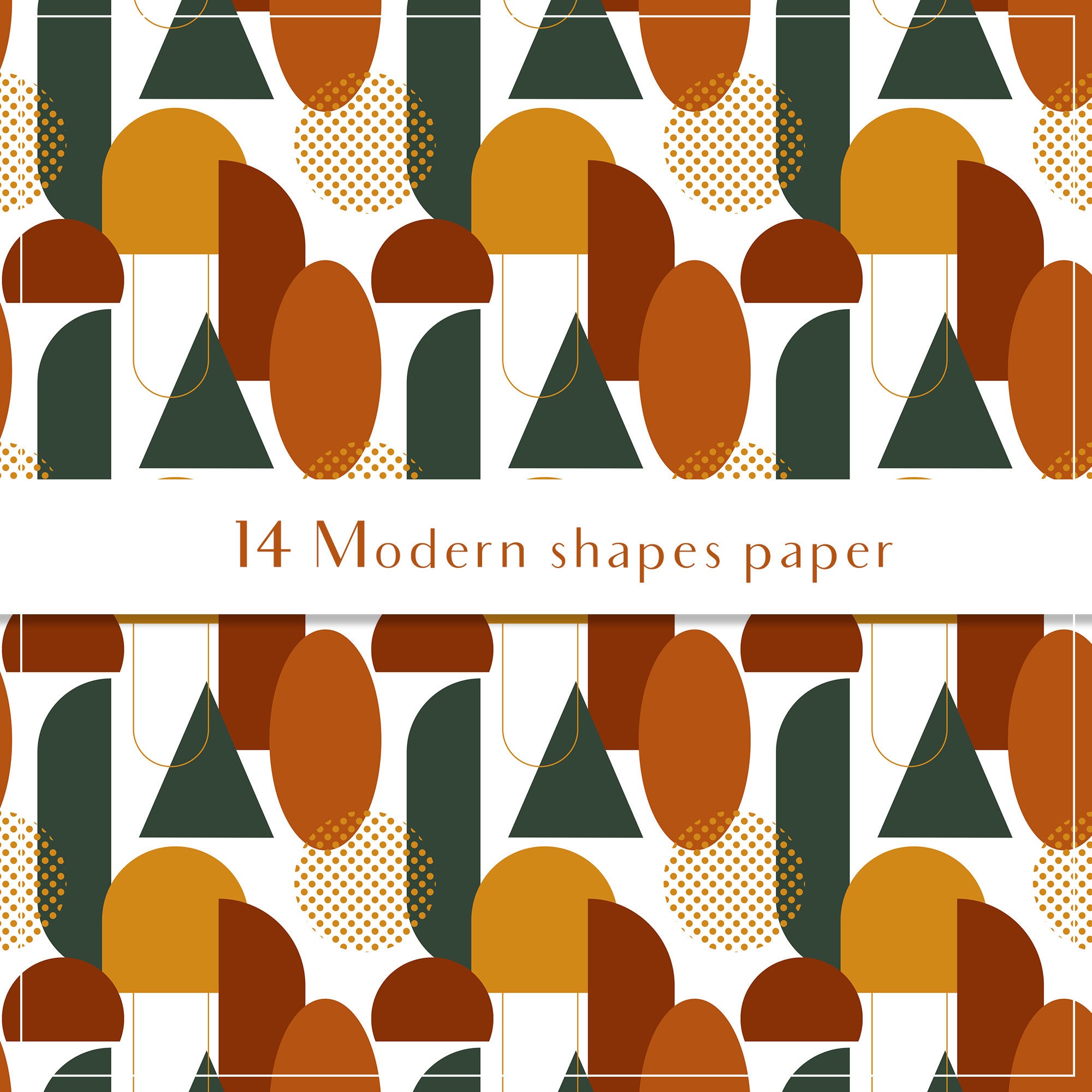 Modern Shapes Digital Paper, Seamless Pattern, Abstract Objects, Boho ...
