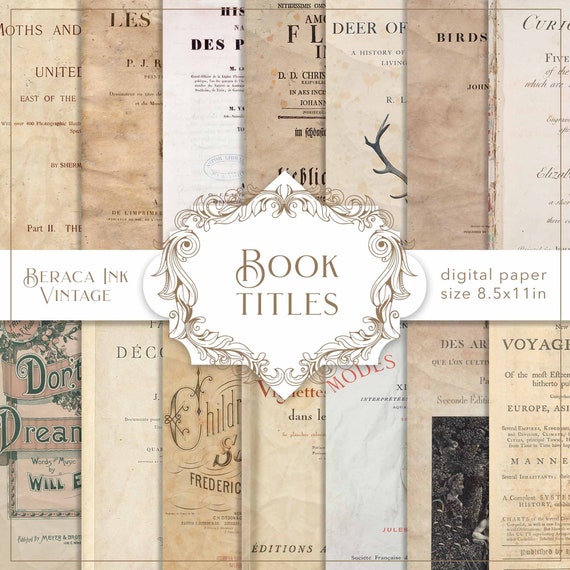 【超ポイント祭?期間限定】 Paper, Digital Titles Book Vintage Wallpaper Grunge Paper, 小物入れ