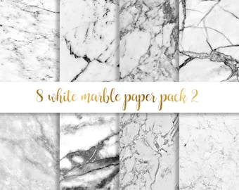 White marble digital paper, White marble paper, Marble paper, marble backgrounds, Stone paper, Black and white marble commercial use