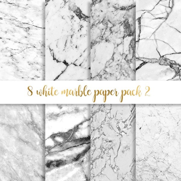 White marble digital paper, White marble paper, Marble paper, marble backgrounds, Stone paper, Black and white marble commercial use