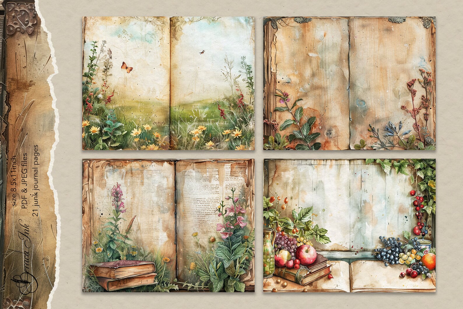 Vintage Farm Journal Pages, Rustic Digital Journal, Thanksgiving ...