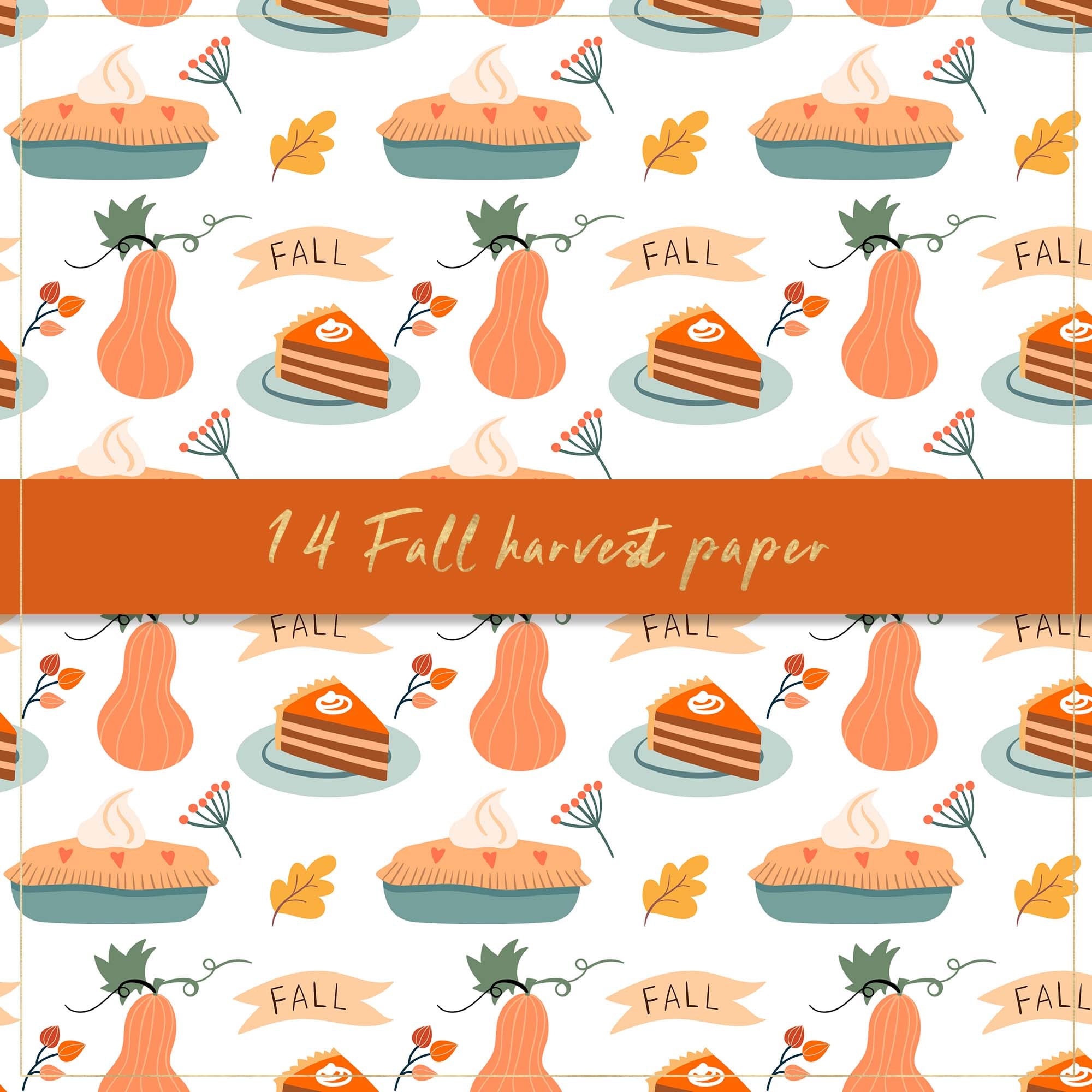 Fall Harvest Digital Paper, Seamless Pattern, Autumn Background ...