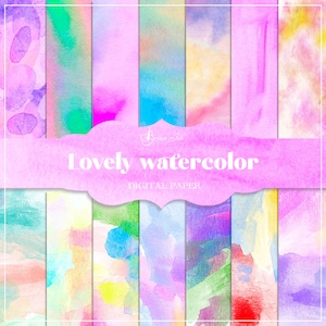 Hübsches digitales Aquarellpapier, Pastell Aquarell, Regenbogenpapier, Aquarellhintergrund, Pastellhochzeit, feminines Design, rosa Textur
