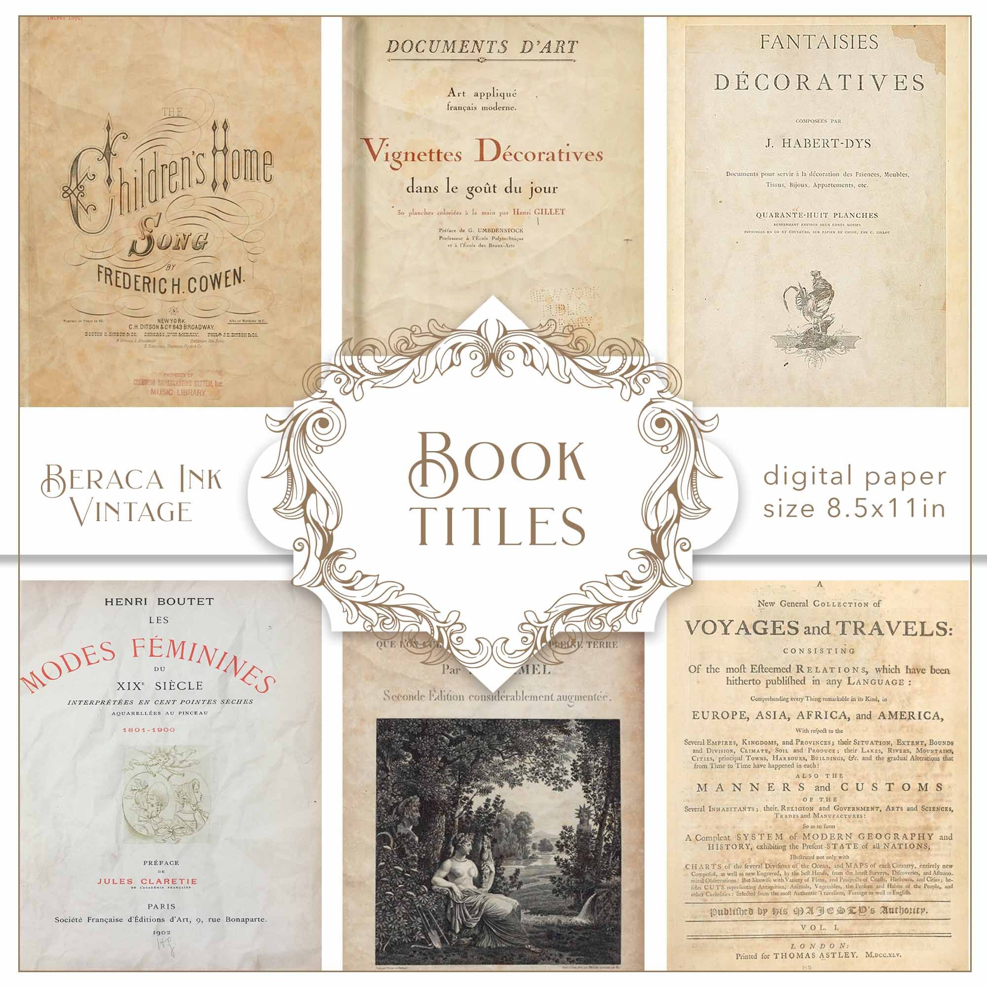 Book Titles Digital Paper, Vintage Paper, Grunge Wallpaper