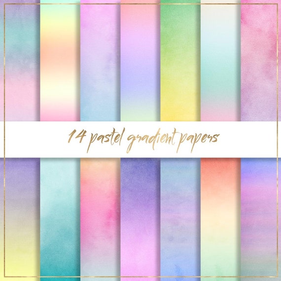 Watercolor Gradients 2 Digital Paper, Rainbow Water Color Paint Brush  Strokes Ombre Background Scrapbook Papers Personal and Commercial Use 