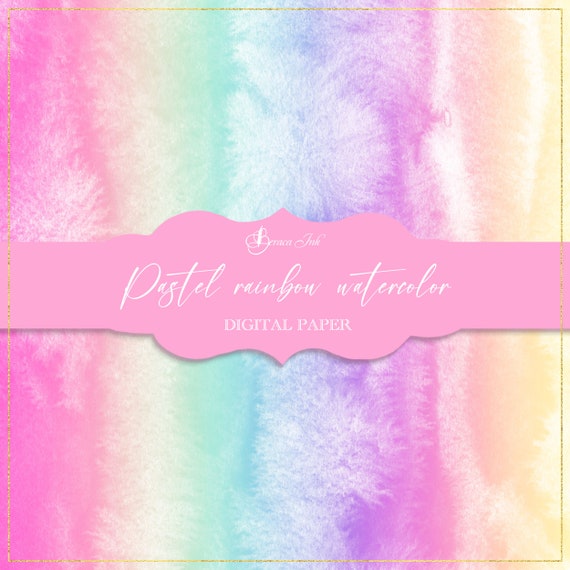 Pastel Rainbow Watercolor Digital Paper, Gradient Wallpaper, Ombre  Background, Pink Pastel Backdrop, Pastel Paper, Feminine Design 