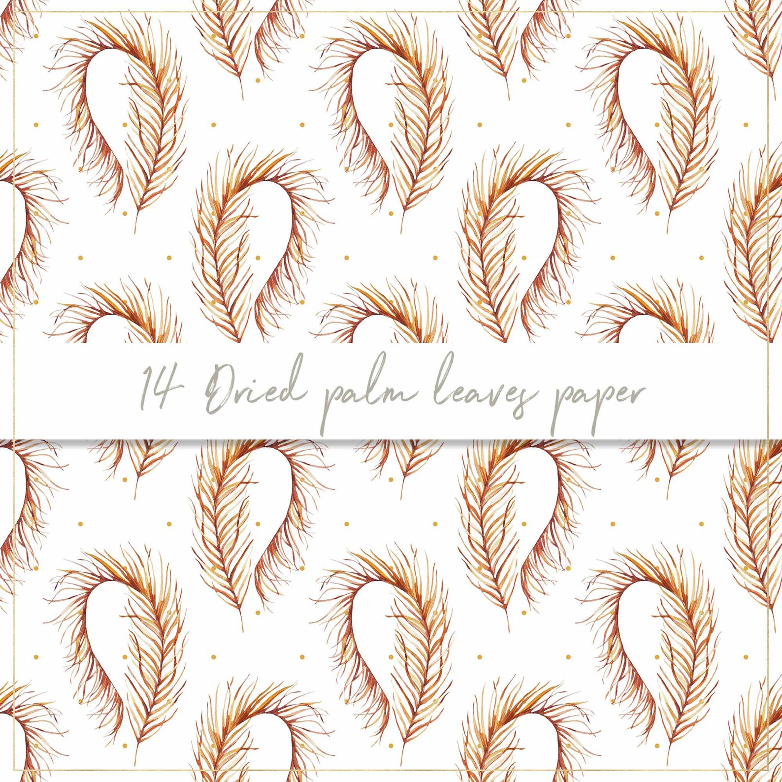 Dried Palm Leaves Digital Paper Seamless Pattern Bohemian | Etsy