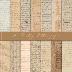 Papel digital con letras antiguas, documentos antiguos, papel efímero, cartas antiguas, cartas escritas a mano, fondo vintage, páginas de diario basura