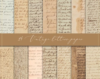 Vintage letters digital paper, old documents, ephemera paper, antique letters, handwritten letter, vintage background, junk journal pages