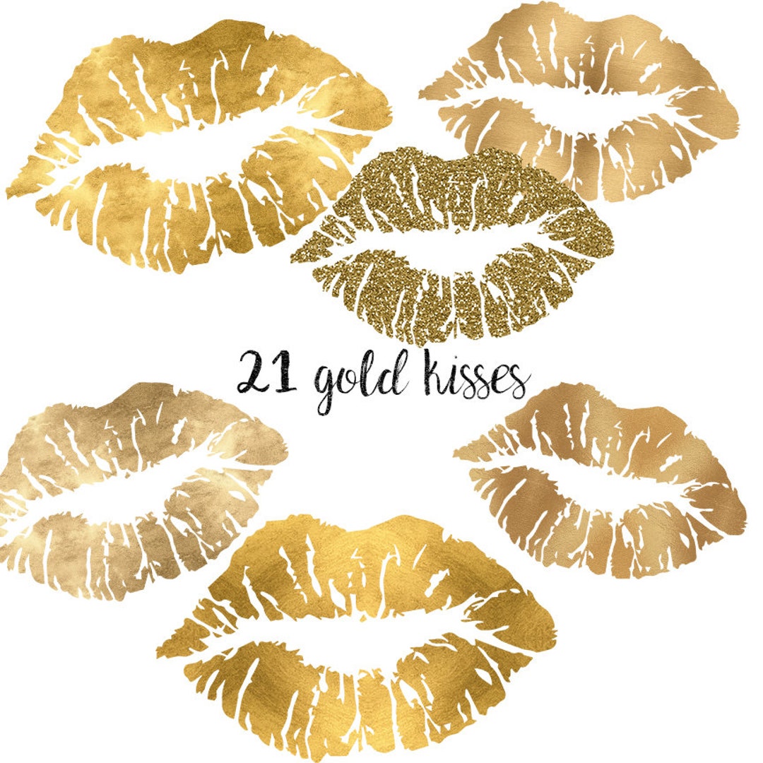 Gold Lips Clipart, Gold Clipart Lips, Glitter Lips Clipart, Gold